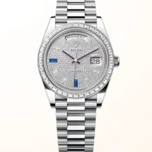 Day-Date 40 Platinum Diamond Set Pave Sapphire