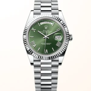 Day-Date 40 Platinum Olive Green Roman